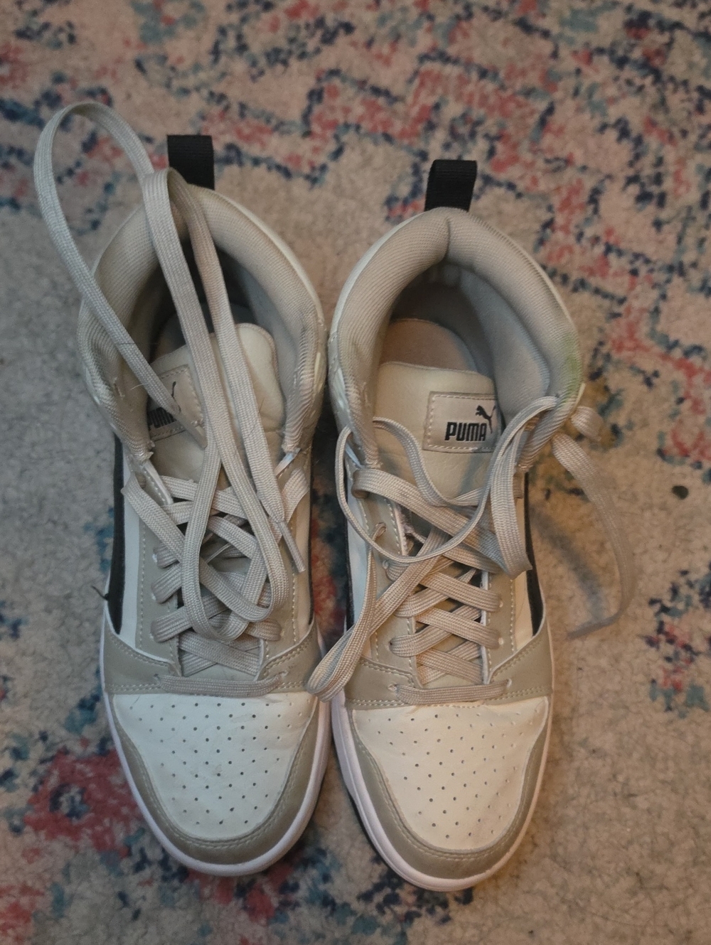 Puma Neutral Tone High-Top Sneakers with Black Logo